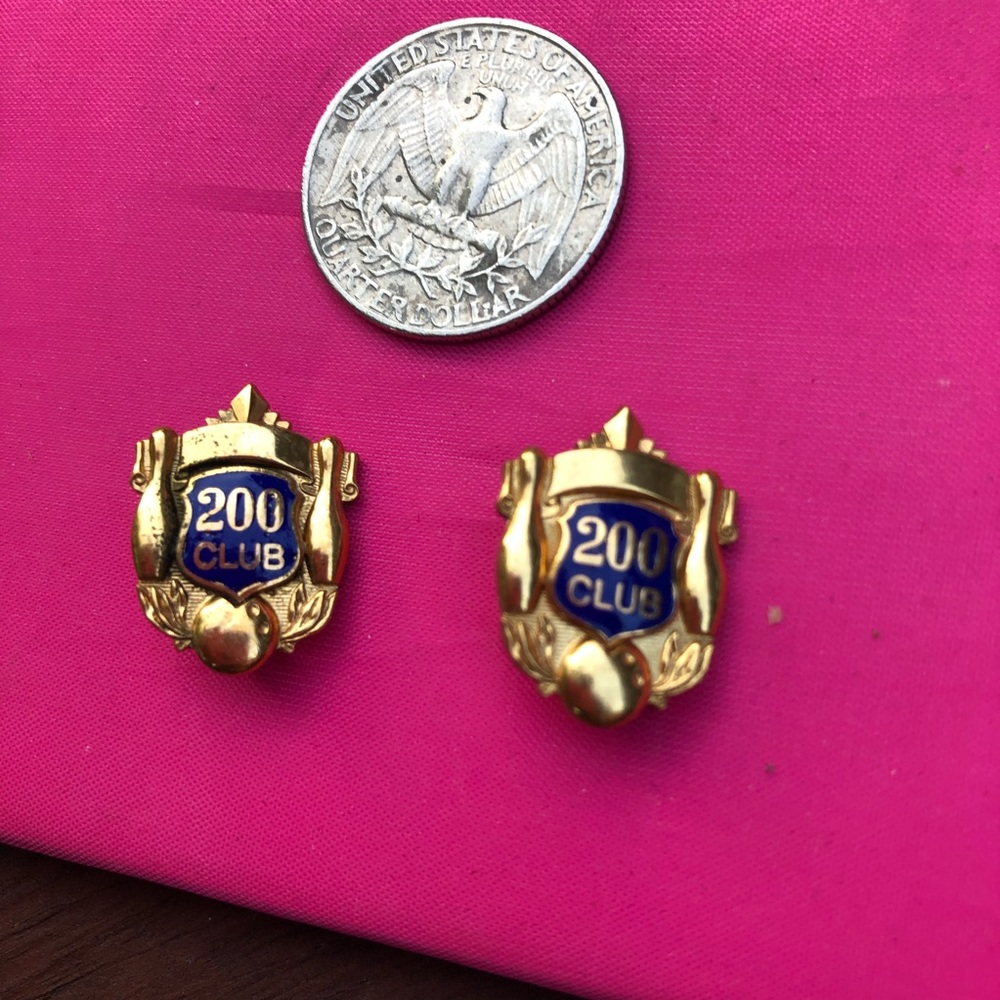 Vintage bowling award pins; “200 club” Art Deco - Picture 3 of 3